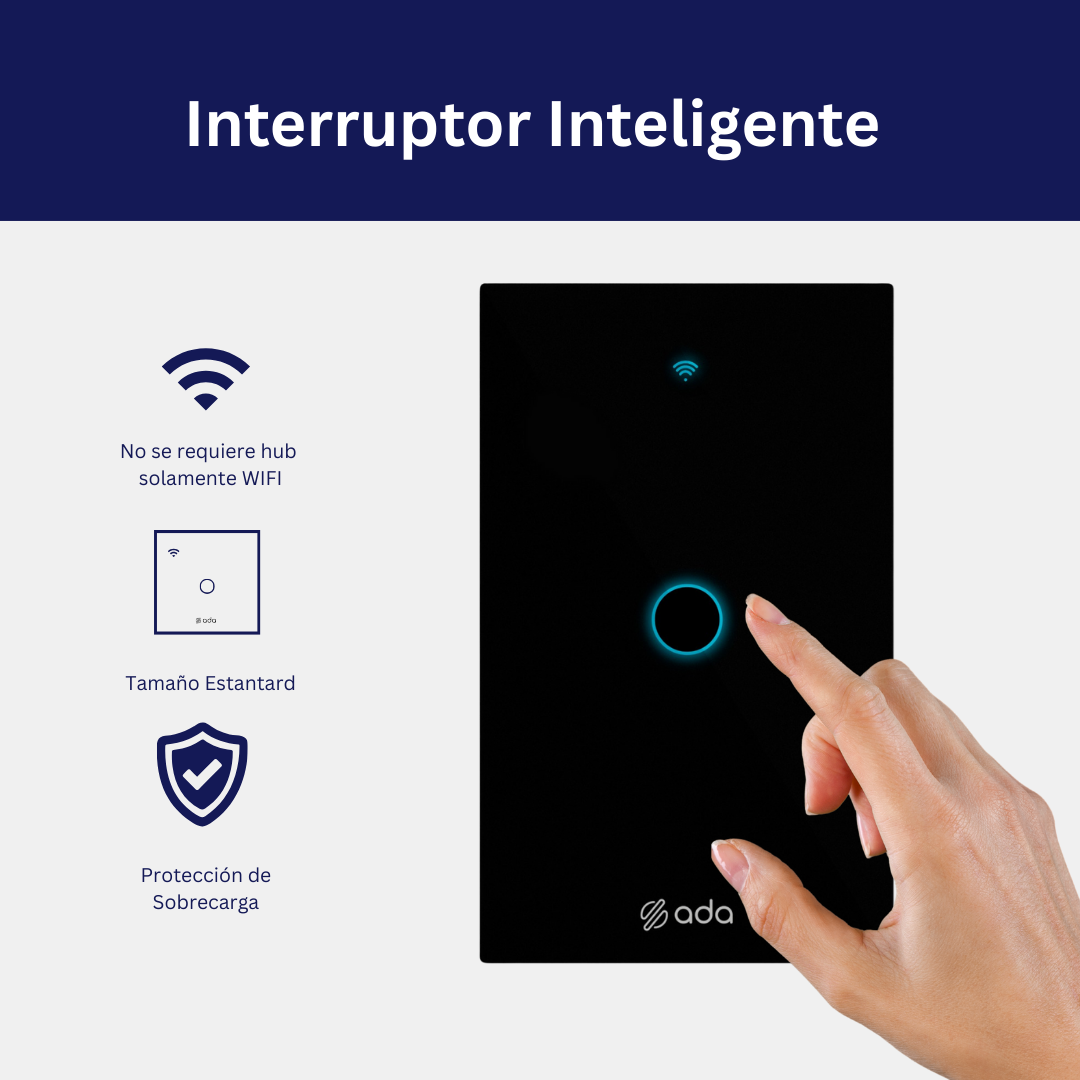 Interruptor de luz inteligente ADA 1-via negro